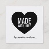 Modern wit en zwart gemaakt met liefdeshart vierkante visitekaartje (Voorkant)