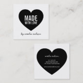 Modern wit en zwart gemaakt met liefdeshart vierkante visitekaartje (Voorkant / Achterkant)