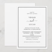 Modern Wit en Zwart Minimale Bruiloft Kaart (Voorkant / Achterkant)