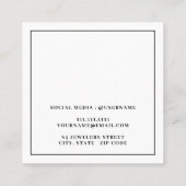 Modern Wit en Zwart Oorbel Display Kaart Vierkante Visitekaartje (Achterkant)