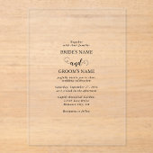 Modern wit en zwart script overlay bruiloft acryl uitnodigingen (Voorkant)