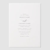 Modern wit en zwart script overlay bruiloft vellum uitnodigingen (Voorkant)