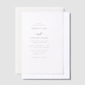 Modern wit en zwart script overlay bruiloft vellum uitnodigingen (Offset)