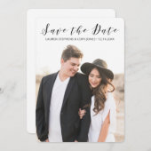 Modern wit en zwart script save the date (Voorkant / Achterkant)