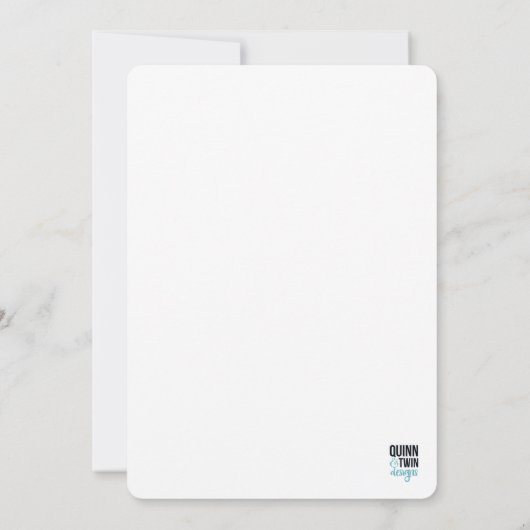 Modern wit en zwart script save the date (Achterkant)