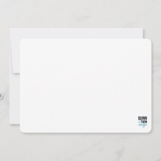 Modern wit en zwart script save the date (Achterkant)