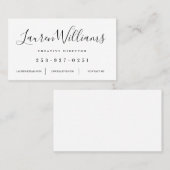 Modern wit en zwart script visitekaartje (Voorkant / Achterkant)