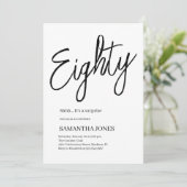 Modern wit en zwart tachtig 80ste verjaardagsfeest kaart (Staand voorkant)