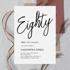 Modern wit en zwart tachtig 80ste verjaardagsfeest kaart
