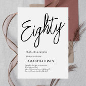 Modern wit en zwart tachtig 80ste verjaardagsfeest kaart