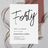 Modern Wit en Zwart Veertig 40ste Verjaardagsfeest Kaart
