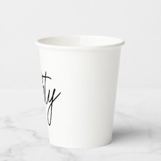 Modern wit en zwart verjaardagsfeestje papieren bekers (Links)