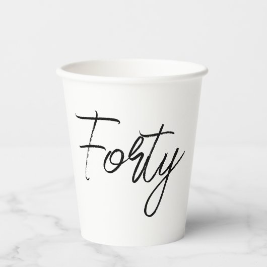 Modern wit en zwart verjaardagsfeestje papieren bekers (Voorkant)