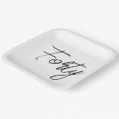 Modern wit en zwart verjaardagsfeestje papieren bordje (Gebogen)