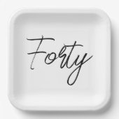 Modern wit en zwart verjaardagsfeestje papieren bordje (Voorkant)