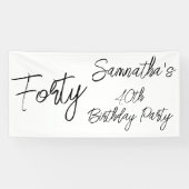 Modern wit en zwart verjaardagsfeestje spandoek (Horizontaal)