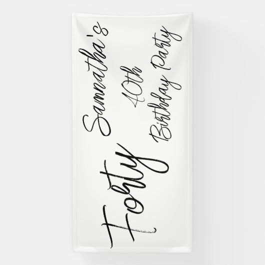 Modern wit en zwart verjaardagsfeestje spandoek (Verticaal)