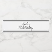 Modern wit en zwart verjaardagsfeestje waterfles etiket (Enkel label)