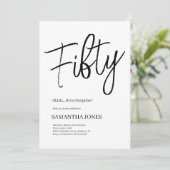 Modern Wit en Zwart Vijftig 50ste Verjaardagsfeest Kaart (Staand voorkant)