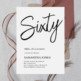 Modern Wit en Zwart Zestig 60ste Verjaardagsfeestj Kaart