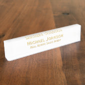 Modern Wit Faux Goud Professionele Kantoor Titel Naambordje (Zijkant)