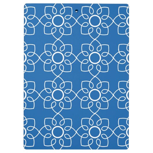 modern wit flessenpatroon op blauw klembord (Achterkant)