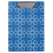 modern wit flessenpatroon op blauw klembord (Voorkant)