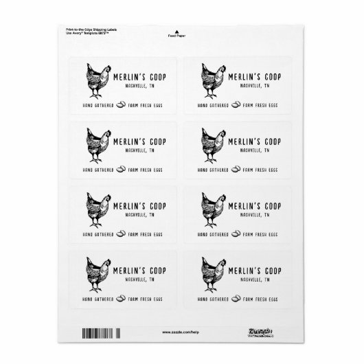 Modern wit Fresh Eggs  - Egg Carton Label (Full Sheet)