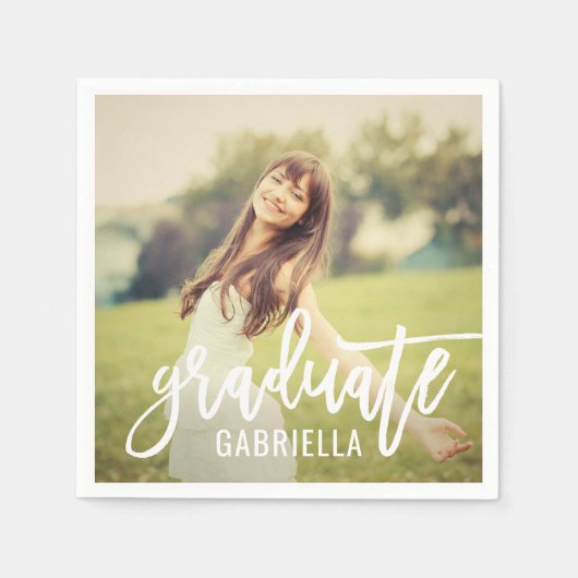 Modern wit geborsteld Manuscript Afstuderen Foto Servet (Voorkant)
