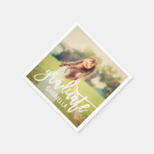 Modern wit geborsteld Manuscript Afstuderen Foto Servet (Hoek)