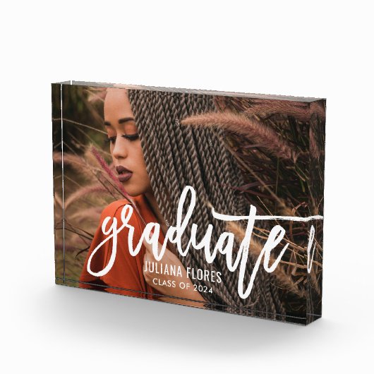 Modern wit geborsteld Manuscript Afstuderen Fotoblokken (Rechts)