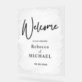 Modern wit geschilderd monogram bruiloft welkom acryl bord (Hoek)