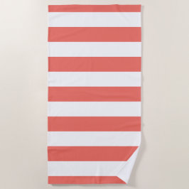 Modern wit gestreept patroon van koraal strandlaken