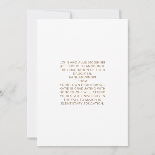 Modern Wit Goud 3-foto Afstuderen Aankondiging (Achterkant)