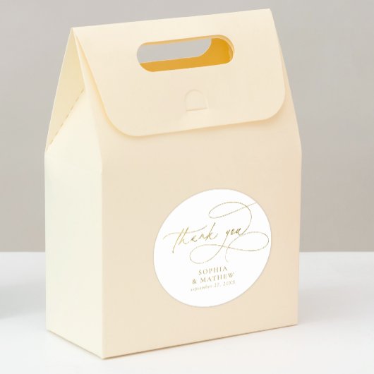 Modern wit goud bloeien dank u favoriete klassieke ronde sticker