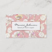 Modern Wit Goud Blush Roze Cactus Bloemen Patroon Visitekaartje (Voorkant)