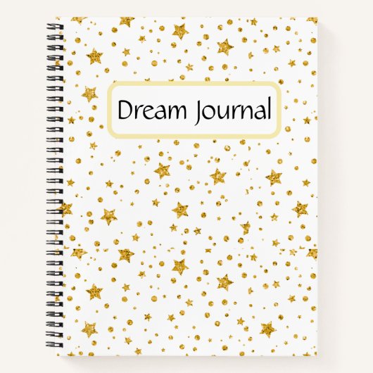 Modern Wit & Goud Celestial Stars Dream Journal Notitieboek (Voorkant)
