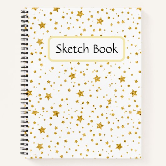 Modern Wit & Goud Celestial Stars Schetsboek Notitieboek (Voorkant)