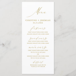 Modern Wit Goud Elegant Script Bruiloft Menu
