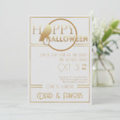 Modern wit goud elegante volwassen Halloween Party Kaart (Staand voorkant)
