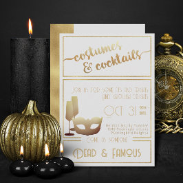 Modern wit goud elegante volwassen Halloween Party Kaart