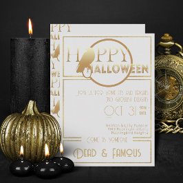 Modern wit goud elegante volwassen Halloween Party Kaart