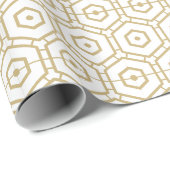 Modern wit goud geometrisch decoratief patroon cadeaupapier (Rol Hoek)