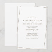 Modern Wit & Goud Geometrisch Geen Ouders Bruiloft Kaart (Voorkant / Achterkant)