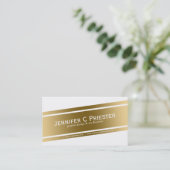 Modern wit & goud geometrisch ontwerp visitekaartje (Staand voorkant)