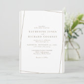 Modern Wit & Goud Geometrische Glam Wedding Kaart (Staand voorkant)