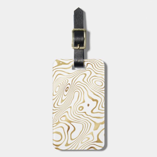Modern wit goud marmer Abstract Bagagelabel (Voorkant verticaal)