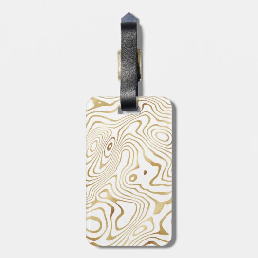 Modern wit goud marmer Abstract Bagagelabel (Achterkant verticaal)