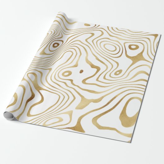 Modern wit goud marmer Abstract Cadeaupapier (Uitgerold)