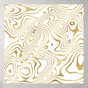 Modern wit goud marmer Abstract Poster